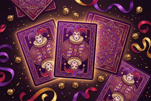 Ornate Jester Playing Cards Flat Lay