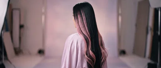 Woman With Black and Pink Hair