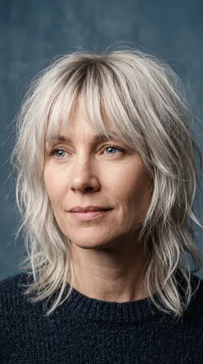 Woman With Platinum Blonde Shag Haircut
