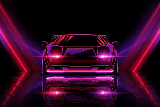 Neon Retro Sports Car Illustration