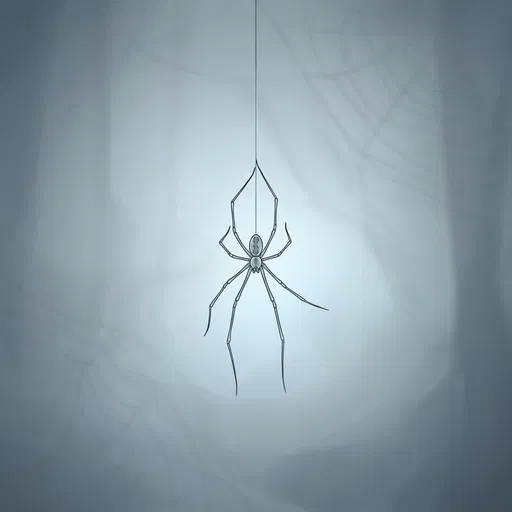 Illustration of Spider Hanging on Thread
