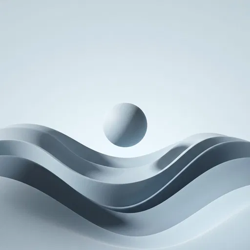 Minimalist Blue Gray Waves and Sphere