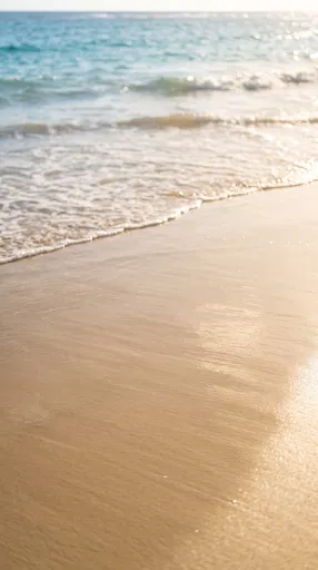 Golden Wet Beach Sand and Ocean