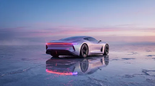 Futuristic Silver Hypercar on Reflective Salt Flat