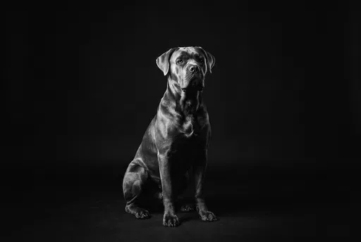 Monochrome Studio Portrait of Cane Corso