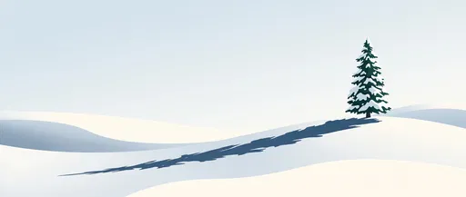 Lone Pine Tree on Snowy Hill
