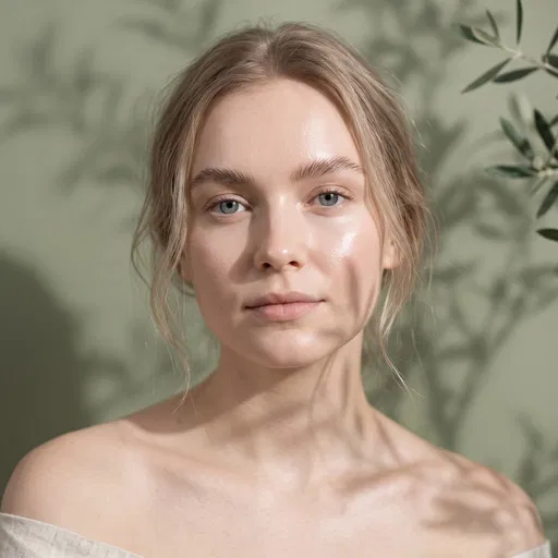 Natural Beauty Portrait with Botanical Shadows