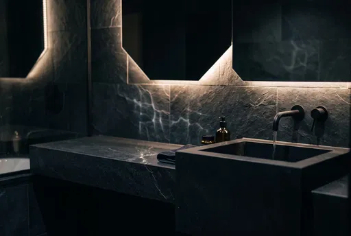 Dark Moody Slate Bathroom Vanity Sink