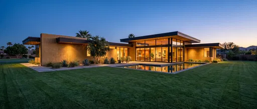 Modern Desert Home at Blue Hour