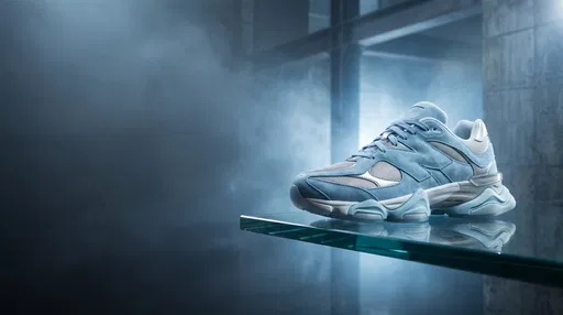 Ice Blue Suede Sneaker on Glass Ledge