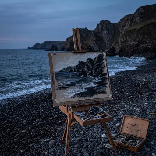 Plein Air Easel on Dusk Beach