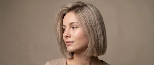 Woman With Ash Blonde Blunt Bob