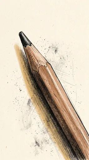 Hand-Drawn Wooden Sketching Pencil Illustration