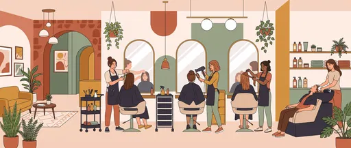Modern Boutique Hair Salon Vector Illustration