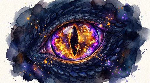Watercolor Illustration of Glowing Dragon Eye