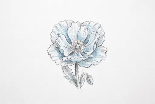 Himalayan Blue Poppy Pencil Sketch