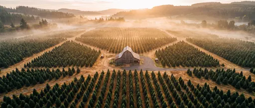 Aerial View of Sunrise Christmas Tree Farm