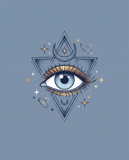 Mystic Third Eye Geometric Tattoo Illustration