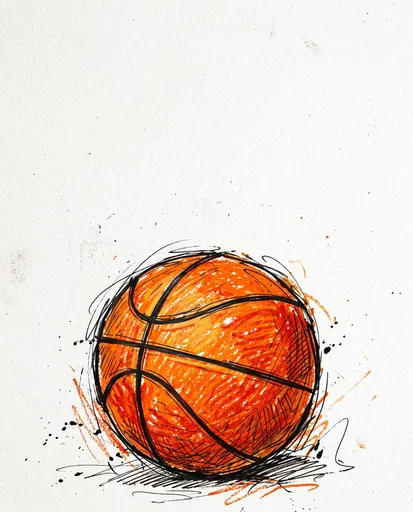 Expressive Mixed-Media Basketball Illustration