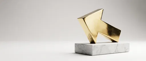 Brass Arrow Sculpture on Marble Plinth