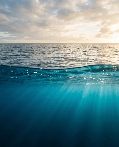 Split-Level Ocean Surface and Underwater View