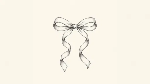 Vintage Stippled Ribbon Bow Illustration