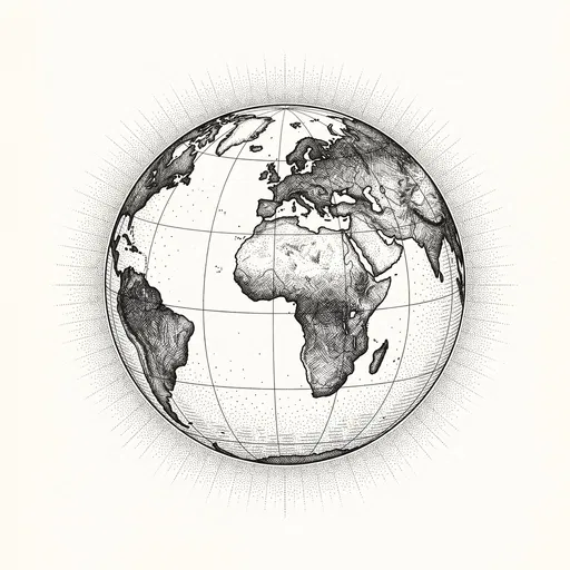 Vintage Pen and Ink Globe Illustration