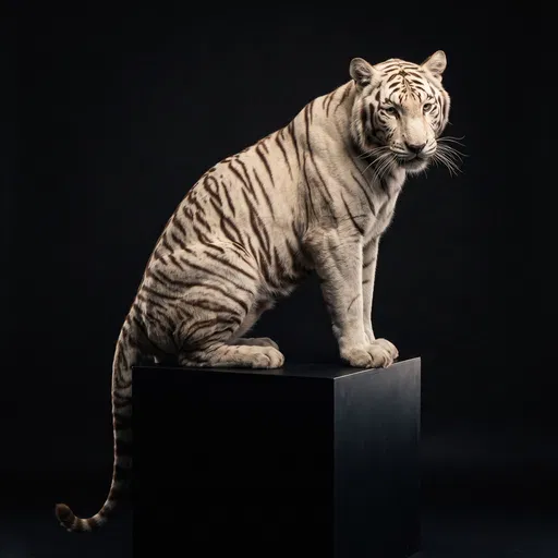 White Tiger on Black Pedestal