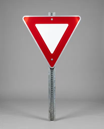 Blank Yield Sign on Metal Post