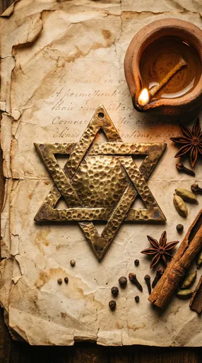 Hammered Brass Star of David Flat Lay