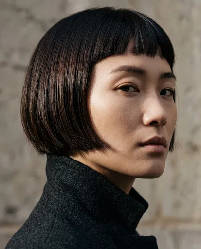 Woman With Short French Bob Haircut