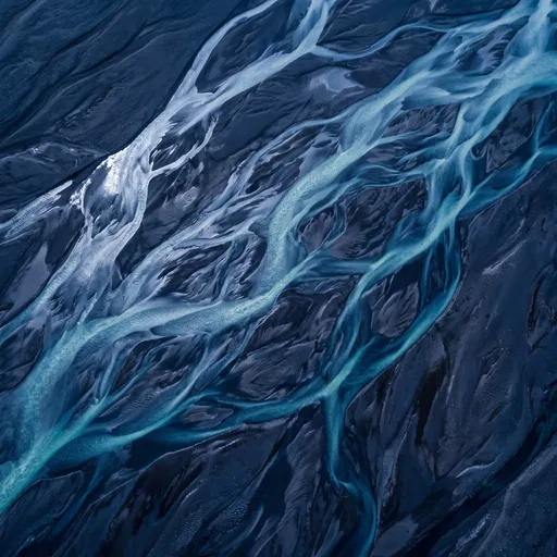 Aerial View of Braided Glacial River