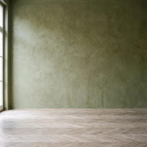 Olive Plaster Wall and Wood Floor