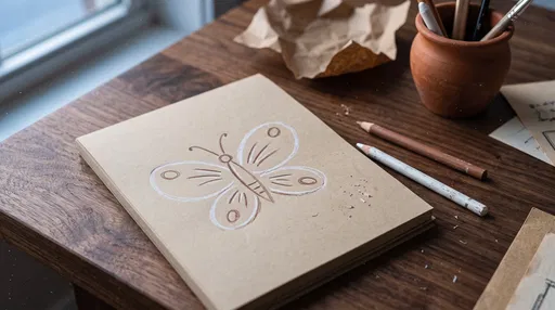 Simple Butterfly Drawing on Tan Sketchbook