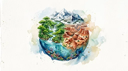 Watercolor Globe With Diverse Earth Ecosystems