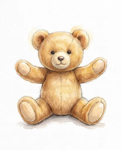 Watercolor and Pencil Teddy Bear Sketch