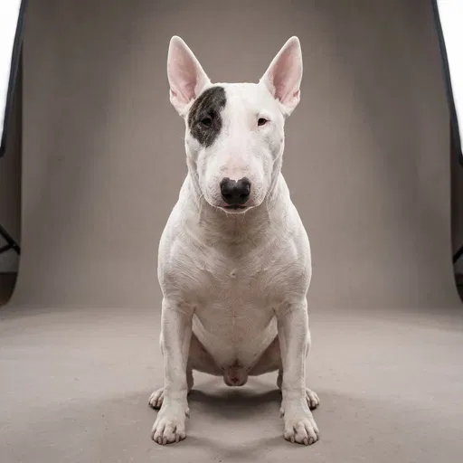 White Bull Terrier Studio Portrait