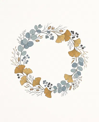 Botanical Autumn Wreath With Ginkgo And Eucalyptus