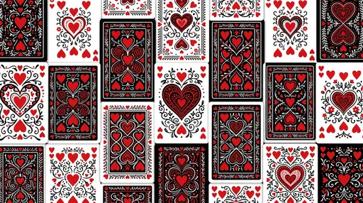 Folk Art Heart Playing Cards Pattern