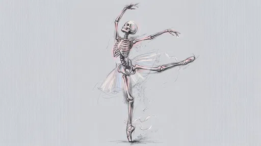 Ballet Dancer Skeleton Pastel Sketch