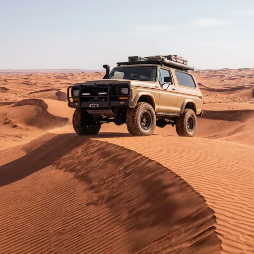 Tan Off-Road Truck on Desert Dune
