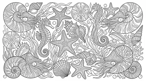 Ornate Marine Life Adult Coloring Page