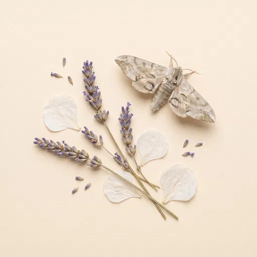 Pale Moth with Lavender and White Petals