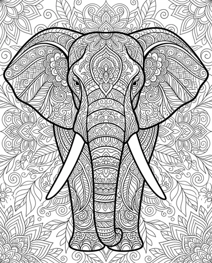Intricate Zentangle Elephant Coloring Page
