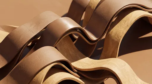 Abstract Wavy Brown Ceramic and Clay Ribbons