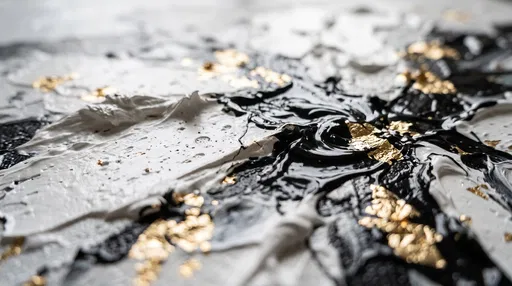 Black White and Gold Abstract Paint Macro