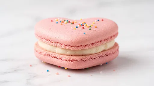 Pink Heart Macaron With Sprinkles