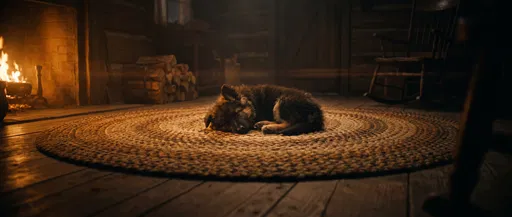 Alsatian Puppy Sleeping on Cabin Rug