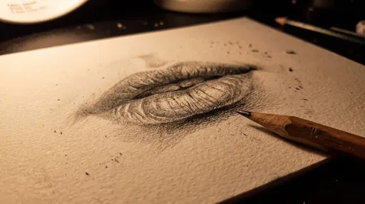 Graphite Pencil Drawing of Human Lips