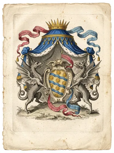Antique Heraldic Wyvern Coat of Arms